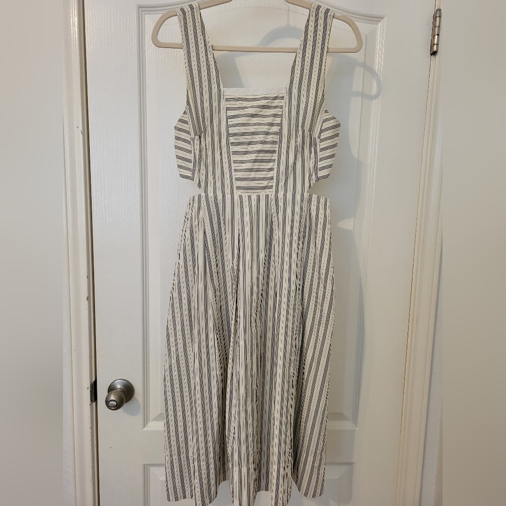 Size 4 Madewell cutout dress midi dress off white with stripes
